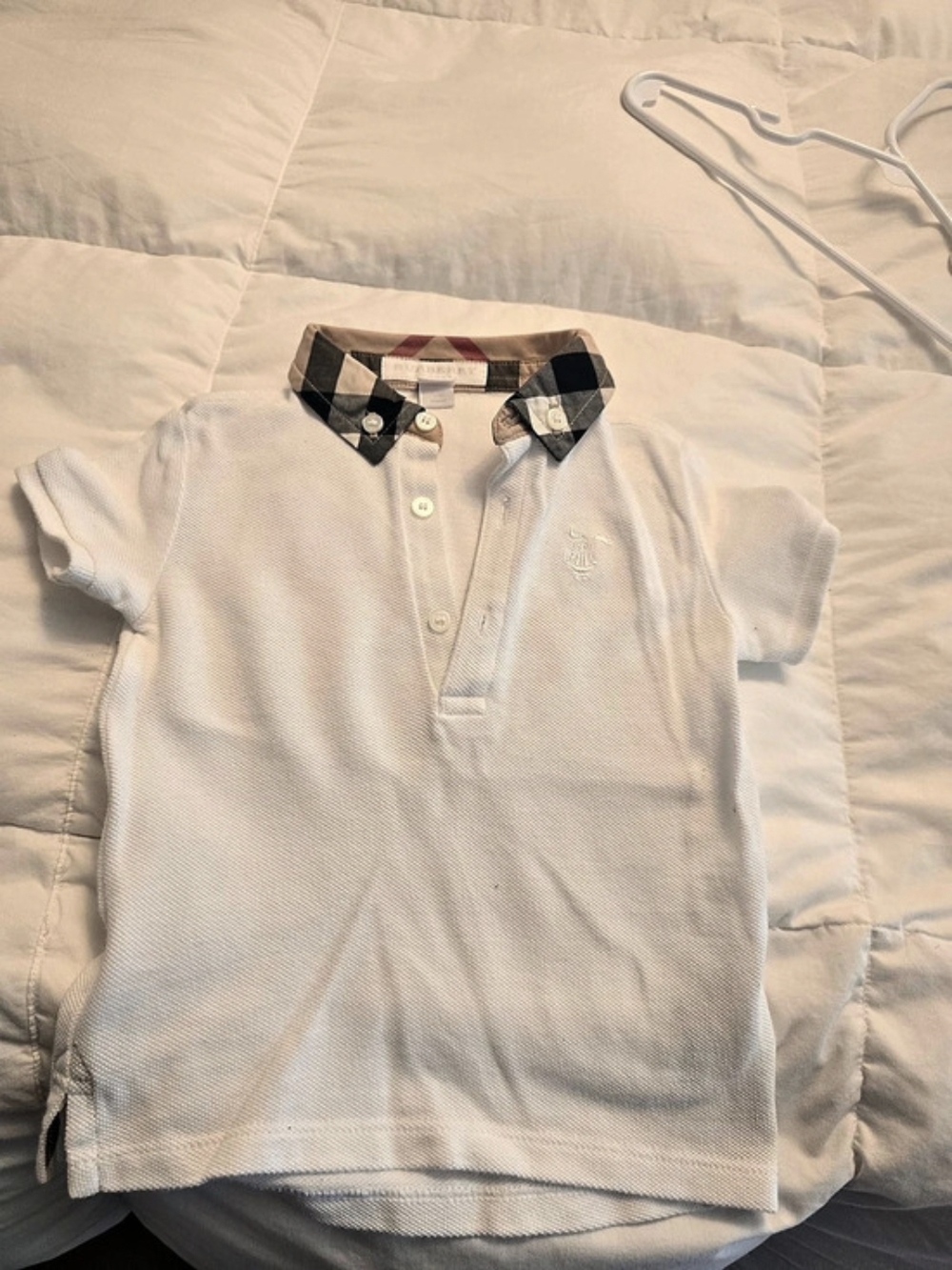 Burberry Children Check Collar Polo Shirt Bundle Baby Polo Shirt Set, White &